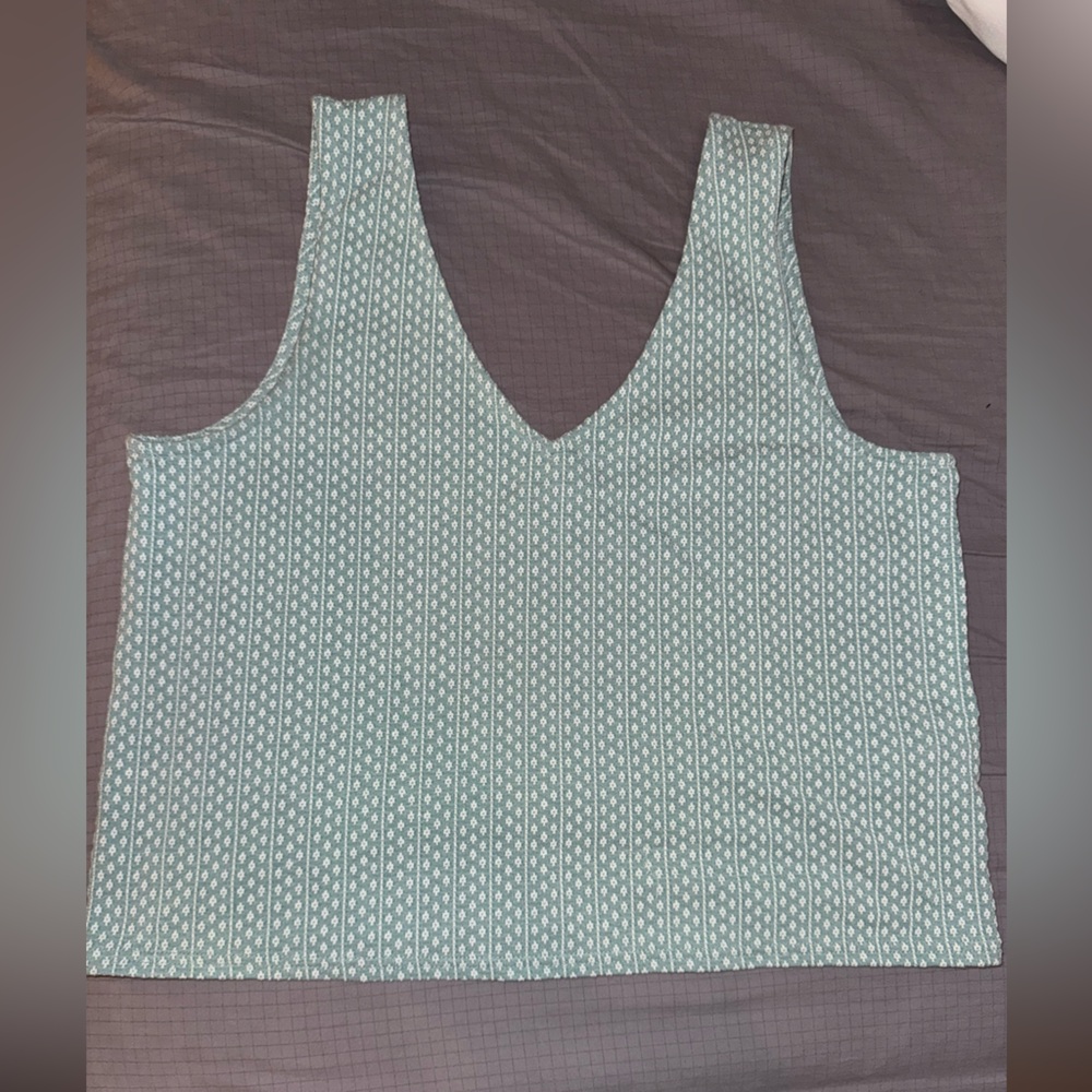 Madewell Green Patterned Tank Top